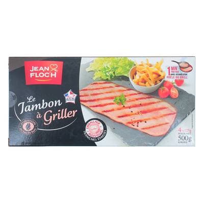 Jean Floc'h Tranches de jambon à griller fumées à l'ancienne, 4 tranches - 500g