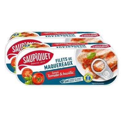 Saupiquet Filets de Maquereaux Sauce Tomate et Basilic, Lot de 2x169g