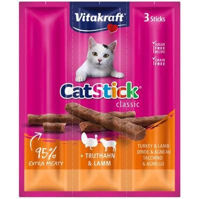 Vitakraft Catstick Bâtonnets Dinde et Agneau - Friandise pour Chat, 3x6g