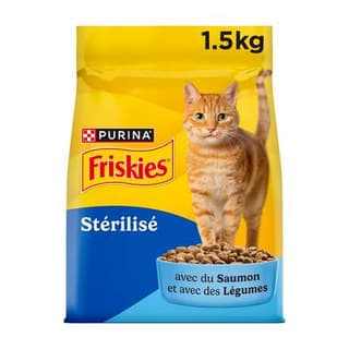 Purina - Friskies Croquettes au saumon et légumes pour chat adulte stérilisé, 1,5kg