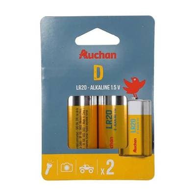 Auchan 2 piles LR20 / D alcaline, 4  piles
