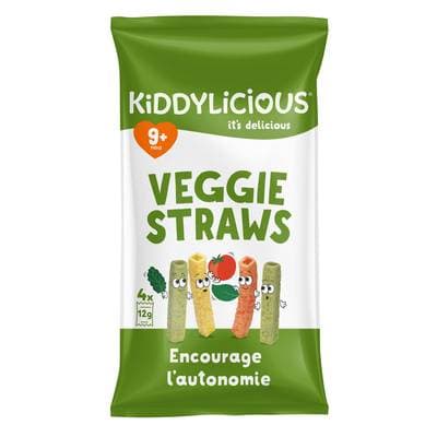 Kiddylicious Biscuits Saveur Légumes Veggie Straws pour Bébé dès 9 mois, 48g