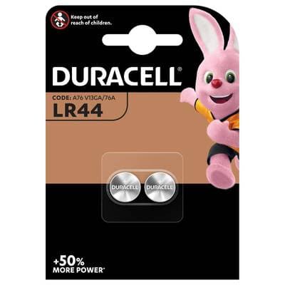 Duracell 2 Piles Bouton LR44 / A76 Alcaline Duralock, 2  piles