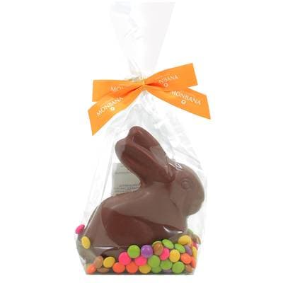 Chocolaterie Monbana Moulage Lapin au Chocolat au Lait et Dragées Colorées, 100g