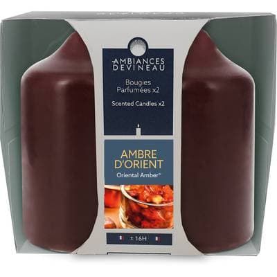 Ambiances Devineau 2 bougies cylindrique Ambre d'Orient, 8,5 cm