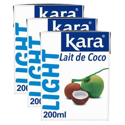 Kara Lait de coco allégé en matières grasses, Lot de 3x20cl