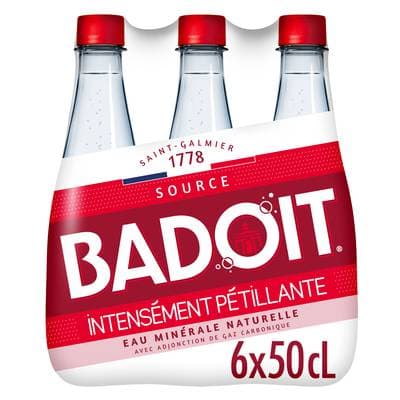 Badoit Eau gazeuse minérale naturelle, intensément pétillante, 6x50cl