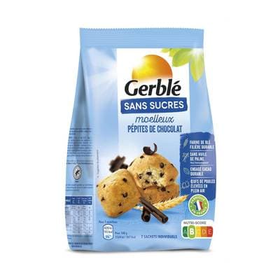 Gerblé Sans Sucres 7 Moelleux aux pépites de chocolat sans sucres, 196g