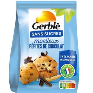 Gerblé Sans Sucres 7 Moelleux aux pépites de chocolat sans sucres, 196g