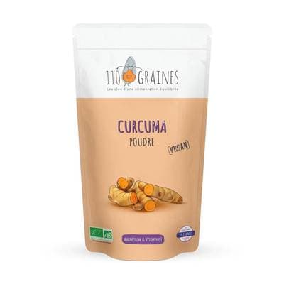 110 Graines Curcuma bio en poudre - Complément alimentaire, 200g