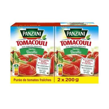Panzani Purée de tomates Tomacouli Basilic, 2x200g