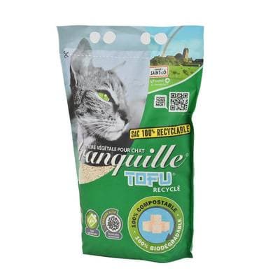 Tranquille Litière Végétale Agglomérante Tofu Recyclé au Charbon Actif, 4L