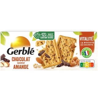 Gerblé Vitalité 16 Biscuits Chocolat Amande -43% de sucres en moins, 200g