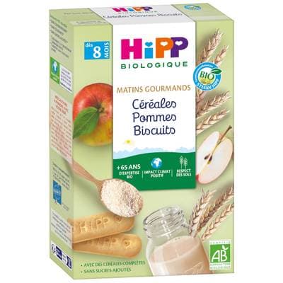 Hipp - Matin Gourmand Céréales Pommes Biscuits Bio Dès 8 mois, 250g