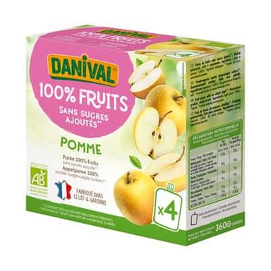Danival Poki bio Purée de pomme, 4x90g