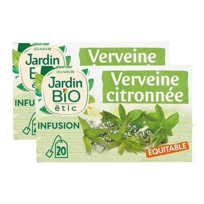 Jardin Bio Etic Infusion Verveine citronnée Bio - 20 sachets, Lot de 2x30g
