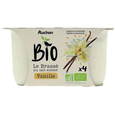Auchan BIO Yaourt brassé vanille bio, 4x100g