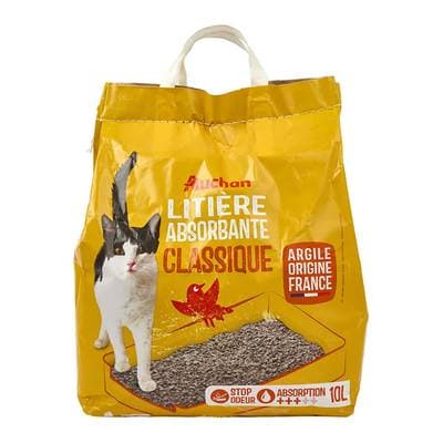 Auchan Litière Minérale Absorbante Classique pour Chat 9kg, 10L