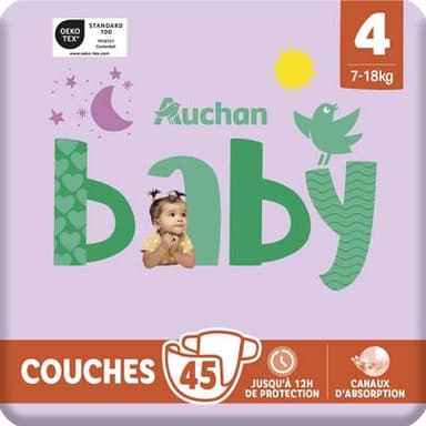 Auchan Baby Couches taille 4 (7-18kg), 45 couches