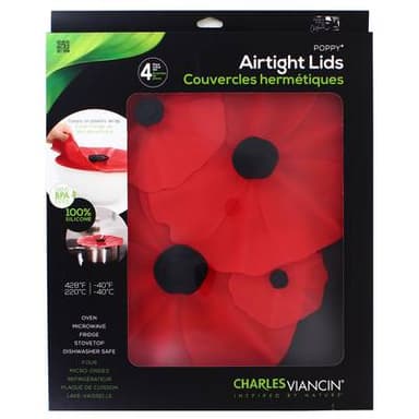 Charles Viancin Set de 4 couvercles coquelicot, 4 pièces