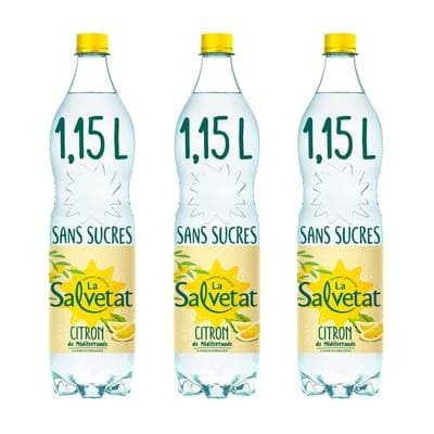 Salvetat Eau gazeuse aromatisée citron, Lot de 3x1,15L