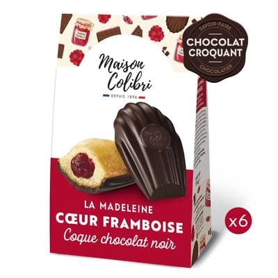 Maison Colibri Madeleine Coeur Framboise Coque Chocolat Noir, 174g