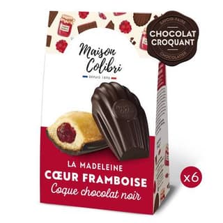 Maison Colibri Madeleine Coeur Framboise Coque Chocolat Noir, 174g