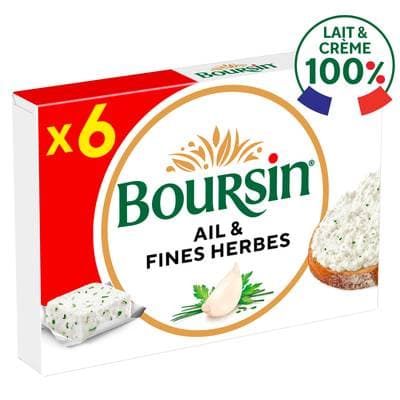 Boursin Fromage à tartiner Ail et fines herbes, 6 portions - 96g