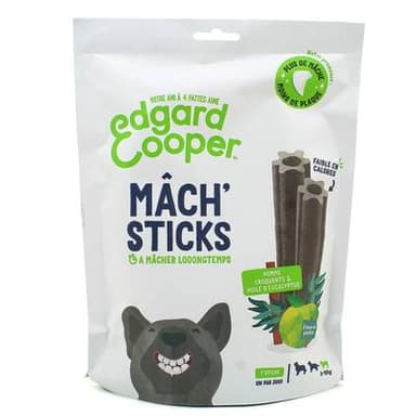 Edgard Cooper Stick à Mâcher Pomme et Eucalyptus- Friandise Récompense pour Petit Chien adulte x7, 105g