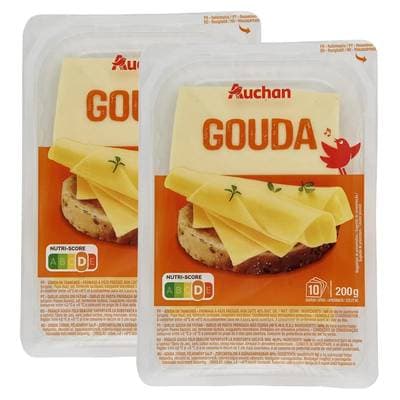 Auchan Gouda en tranche, Lot de 2x200g