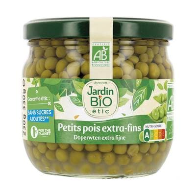Jardin Bio Etic Petits pois extra fins Bio Sans sucres ajoutés, 230g
