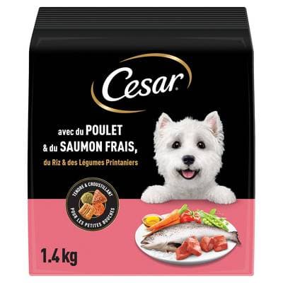 César Croquettes au poulet saumon riz et légumes pour petit chien adulte, 1,4kg