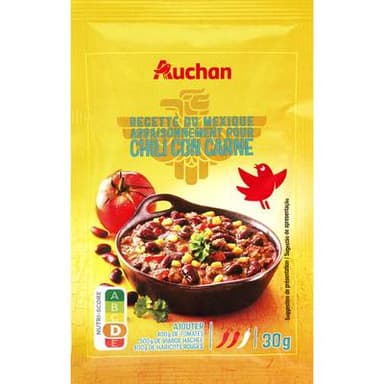 Auchan Assaisonnement pour chili con carne medium, 30g