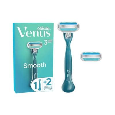 Gillette Rasoir Smooth 3 Lames, 1 rasoir + 2 recharges de lames