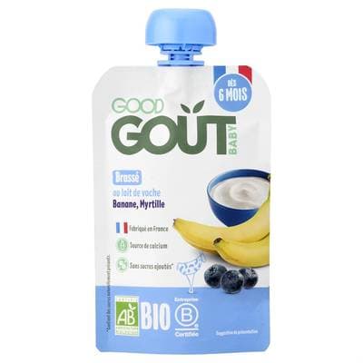 Good Goût Brassé Banane Myrtille Bio Gourde Bébé Dès 6 mois, 90g