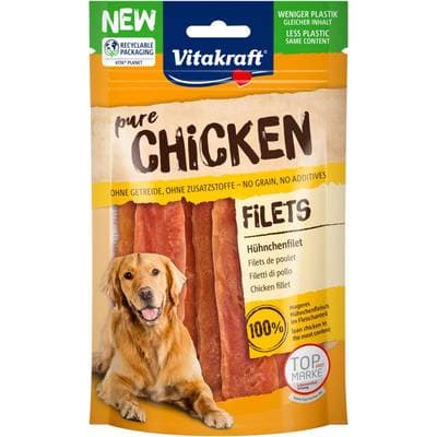Vitakraft Pure Chicken Filet de Poulet - Friandise récompense pour chien, 80g