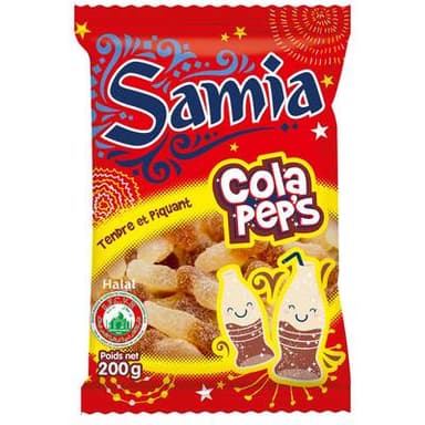 Samia Bonbons Cola Pep's Bouteille - Halal, 200g