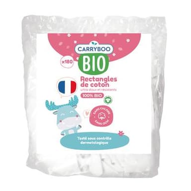 Carryboo Family Pads de Coton 100% Bio Format familial., 180 pièces