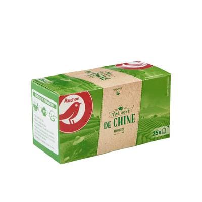 Auchan Thé vert de Chine aromatisé, 25 sachets