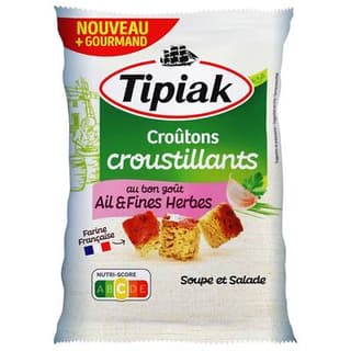 Tipiak Croûtons croustillants ail et fines herbes, 100g