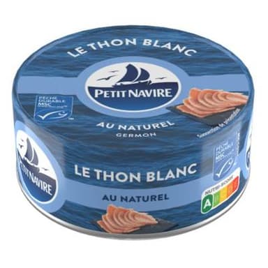 Petit Navire Thon Blanc au Naturel - Germon Pêche Durable, 112g