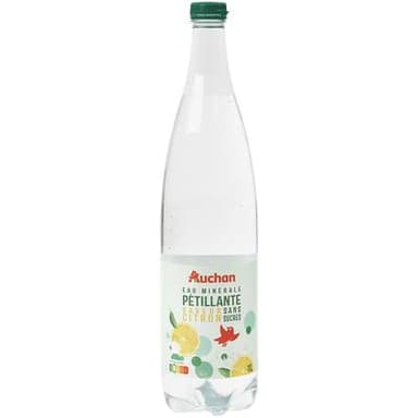 Auchan Eau minérale naturelle gazeuse au citron, 1L