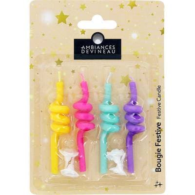 Ambiances Devineau Bougie paille multicolore, 4 bougies
