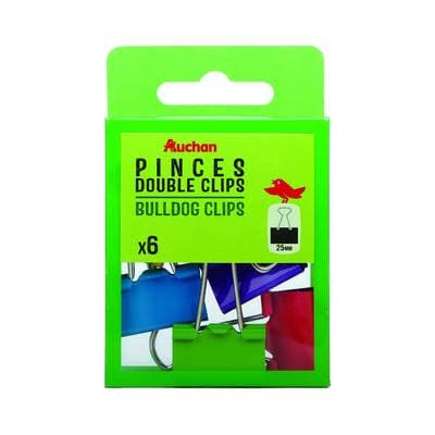 Auchan Boîte de pinces à reliure, 6 pinces 25mm