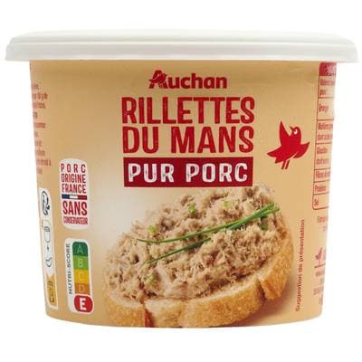 Auchan Rillettes du Mans Pur Porc, 220g