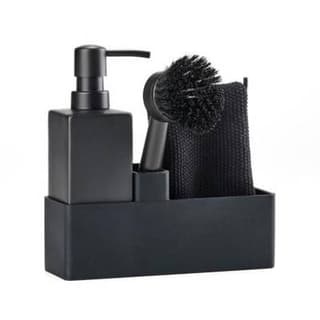 Zone Denmark Station de vaisselle avec torchon Noir, 4 pièces