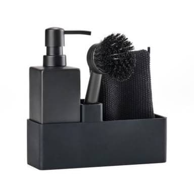 Zone Denmark Station de vaisselle avec torchon Noir, 4 pièces