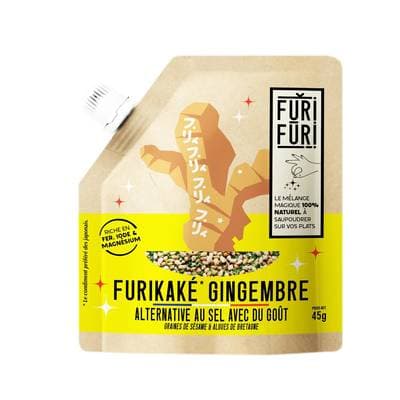Furifuri Furikaké Gingembre - Alternative au Sel - Condiment Graine de Sésame et Algues, 45g