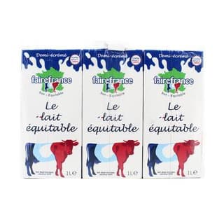 Faire France Lait équitable demi-écrémé UHT brique, 6x1L