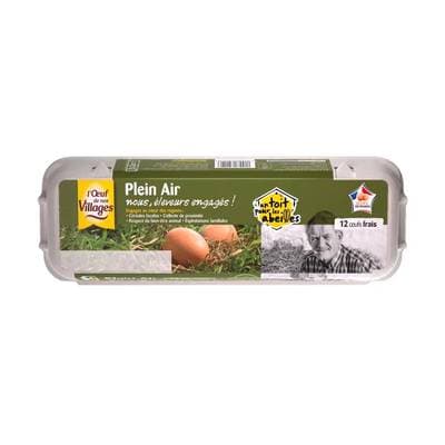 L'oeuf de nos Villages Oeufs de poules élevées en plein air, 12 oeufs